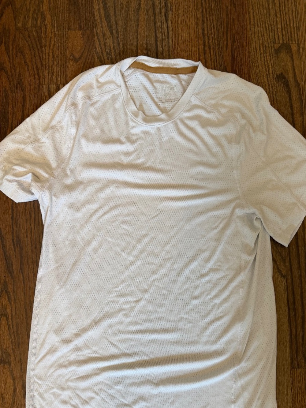 Rhone Men’s White Mesh Performance Workout T-Shirt